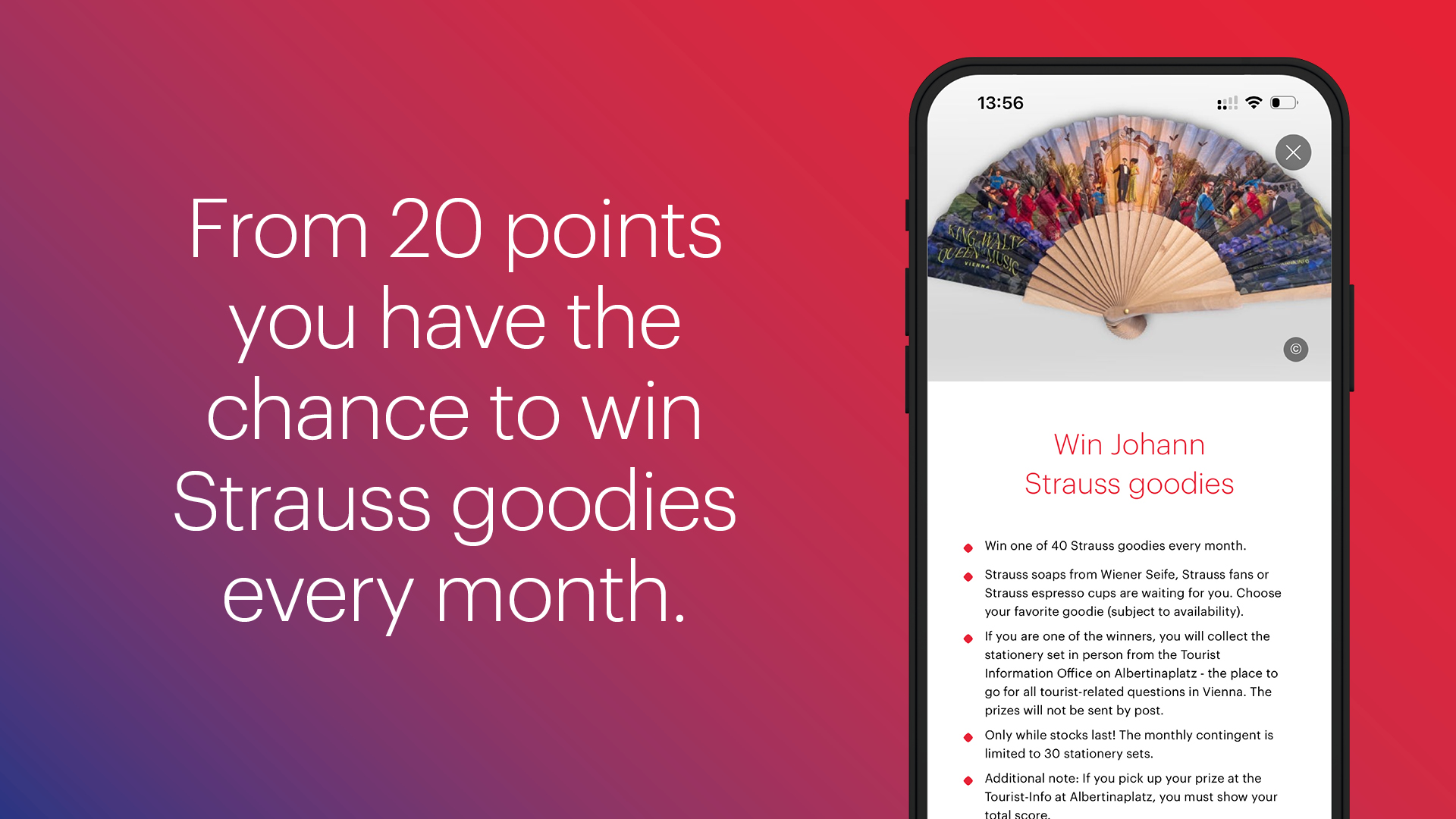 Sujet with text: From 20 points you have the chance to win Strauss goodies every month
