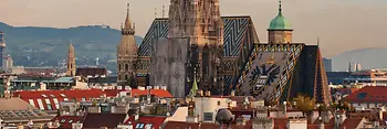 Vienna from above, with St. Stephen's Cathedral in focus