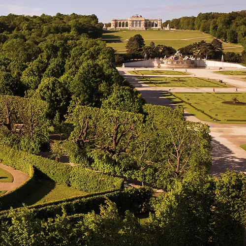 Schönbrunn Palace Gardens with view of Gloriette