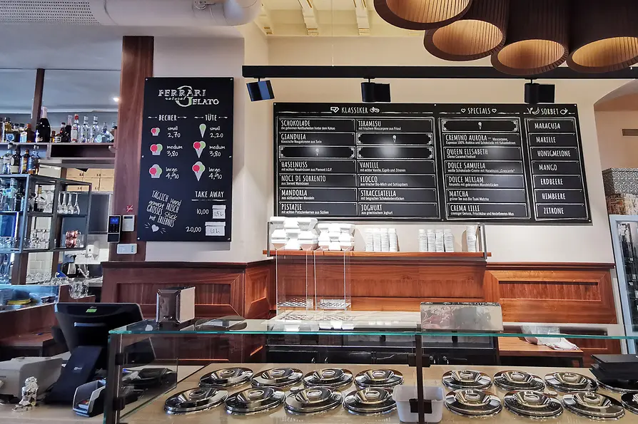 Ferrari Gelato, ice cream counter