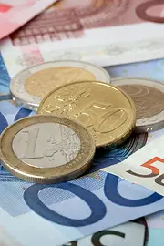 Euro coins and notes