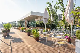 Terrace motto by the river