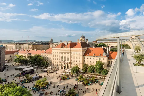 Roof terrace on the Leopold Museum in the MuseumsQuartier, Vienna