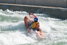 Canoeist on the white water route 