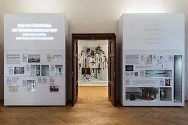 View inside the exhibition hall on the topic of colonialism